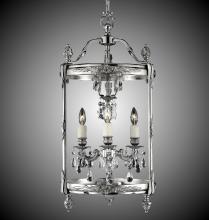  LT2213-O-08G-PI - 3 Light 13 inch Lantern with Clear Curved glass & Crystal